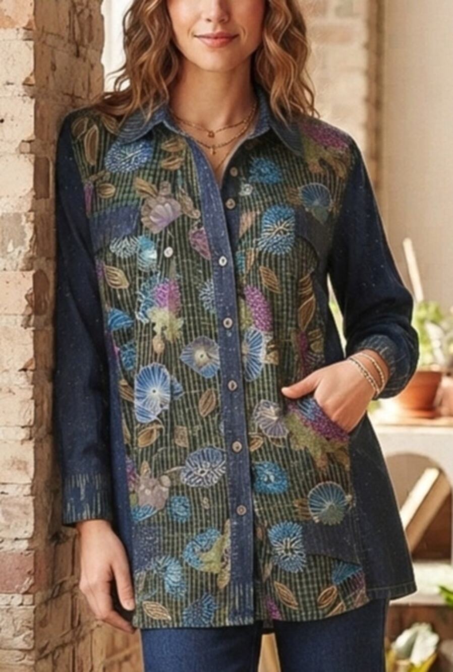 Vintage 90's Glam/Mobwife/McBling Sequin Patchwork Boho Oversized Long Blouse